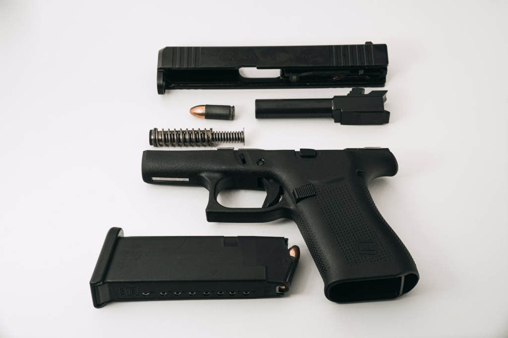 Disassembled Glock 43 9mm pistol